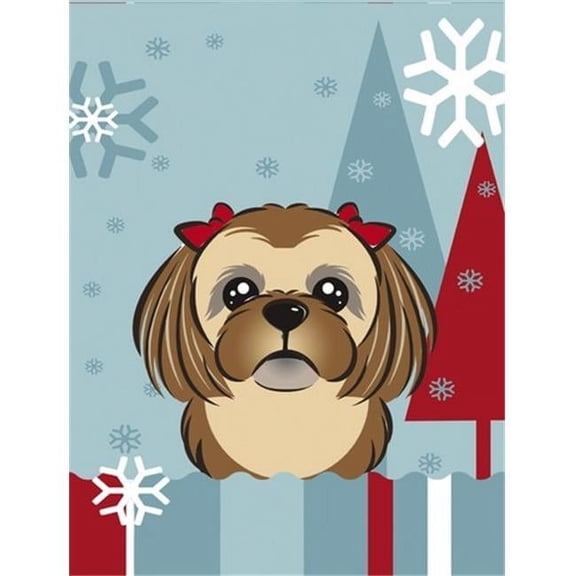 Caroline's Treasures BB1745GF Winter Holiday Chocolate Brown Shih Tzu Flag Garden Size , Small, multicolor