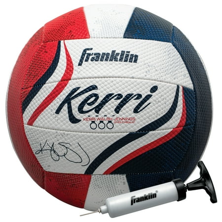 UPC: 0025725556250 | Franklin Sports Kerri Walsh USA Beach Volleyball – Soft Cover Official Size Beach + Outdoor Volleyball – Red White + Blue Volleyball – Pump + Needle
