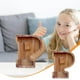 thumbnail image 1 of Lata de ahorros de madera con letras en inglés, lata de ahorros de vidrio transparente, alcancía, 1 of 6