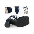 thumbnail image 2 of BLISSFUL STEP Rhiness Lace Up Block High Heel Platform Sandals for Women, 2 of 5