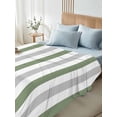 thumbnail image 4 of Sage Green Stripe King Size Flat Sheet, Wrinkleproof & Fadeproof Cooling Flat Bed Sheet Only, Geometric Grey White Vertical Striped Breathable Soft Bedding Top Sheets 105 x 98 Inches, 4 of 8