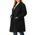 thumbnail image 4 of Unique Bargains Women's Plus Notched Lapel Double Breasted Long Coat Black 1X, 4 of 6
