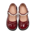 thumbnail image 5 of FINALGANG Kids Girls Adjustable Pearl Strap Front Bow Mary Jane Shoes Flat Block Heel Soft Insole Daily Dress Shoes Cute Shoes 2.5-3 Years, 5 of 6