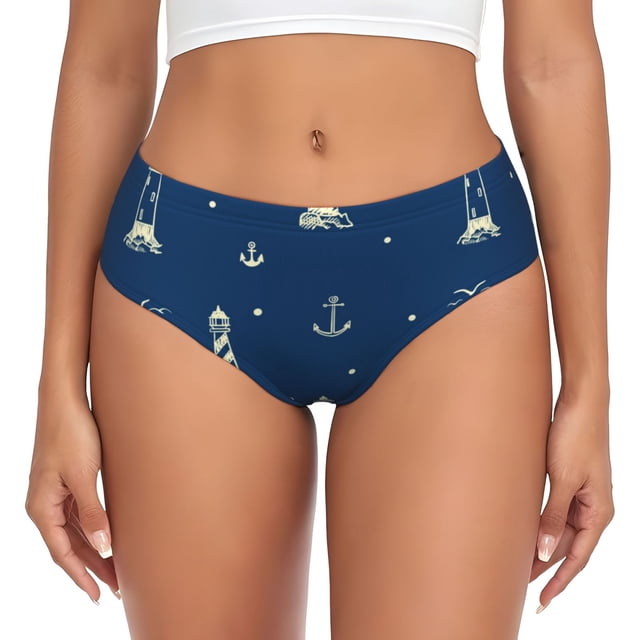 Fotbe Lighthouses and Anchors Calzones Estampados para Mujer – Ropa Interior de Algodón, Cómoda, Suave y Elástica-X-Large