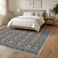 thumbnail image 3 of ODIKA 6'x9' Ultra-Soft Area Rug, Cream Boho Allover Interlocking Grid Ornamental Edging Academia None Washable, Bare feet friendly, Silk-Touch for Guest Room, Bedroom, 3 of 7