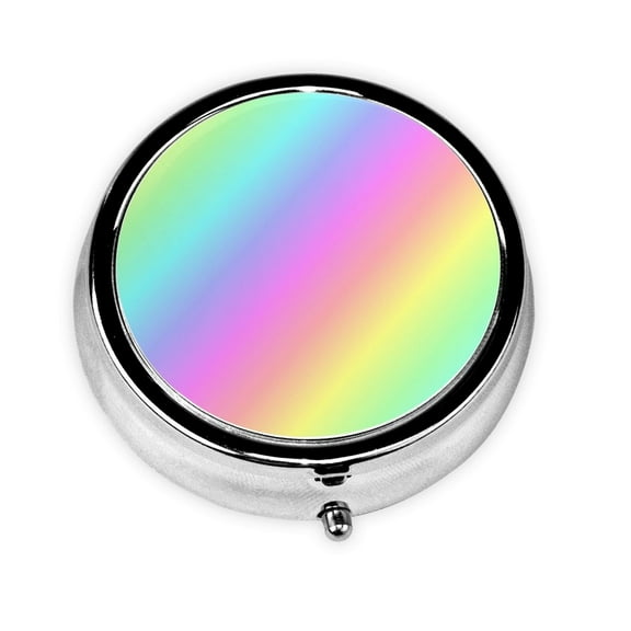 Rainbow Stripe Round Pill Box Small Pill Case For Purse Pocket Medicine Organizer Travel Pillbox Portable Pill Container
