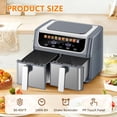 thumbnail image 2 of 10-in-1 Air Fryer 9.5 QT, Large Airfryer with 2 Independent Frying Baskets, Sync Finish & Match Cook, Shake Reminder, Wide Temperature 80-450°F, Roast Bake Defrost Dehydrate, Grey, 2 of 5