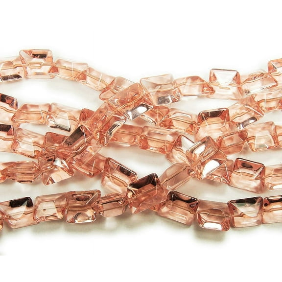 14x16mm 12 Inches Light Pink Glass Faceted Nugget Beads Genuine Gemstone Natural Jewelry Making