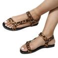 thumbnail image 5 of IUJSOY Flat Sandals for Women Leopard Print Fashion Beach Sandals Lightweight Casual Flats, 5 of 9