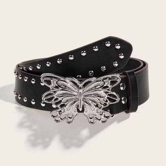 Belt Canvas 2025 New Summer Decorative Butterfly Smooth Buckle Belt with Jeans Versatile Korean Style Trendy Style 1.5 inches wide, 41.3 inches long