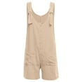 thumbnail image 3 of Women Summer Loose Button Pocket Jumpsuit Spaghetti Strap Short Pant Rompers Bib Pants Overalls Plua Size, 3 of 4