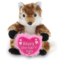 DolliBu Happy Mother's Day Super Soft Plush Fox Figure - Cute Stuffed Animal with Pink Heart Message for Best Mommy, Grandma, Wife, Daughter - Cute Wild Life Plush Toy Gift - 9.5" Inches
