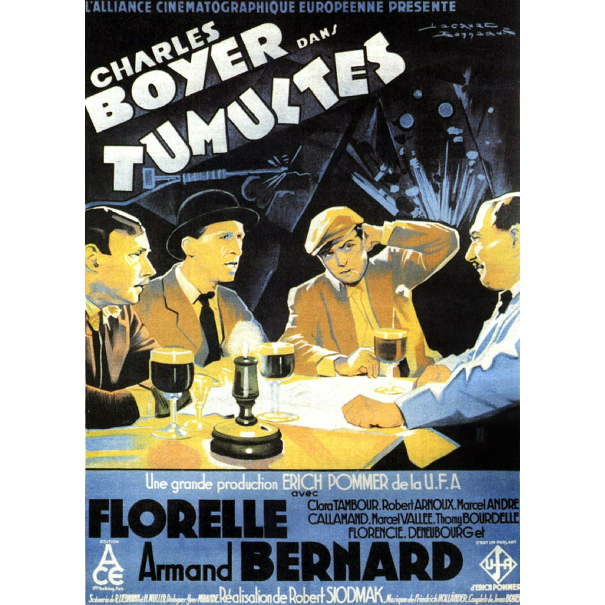 Tumultes From Left On French Poster Art: Lucien Callamand Armand Bernard  Charles Boyer Marcel Vallee 1932 Movie Poster Masterprint (24 x 36) -  Walmart.com