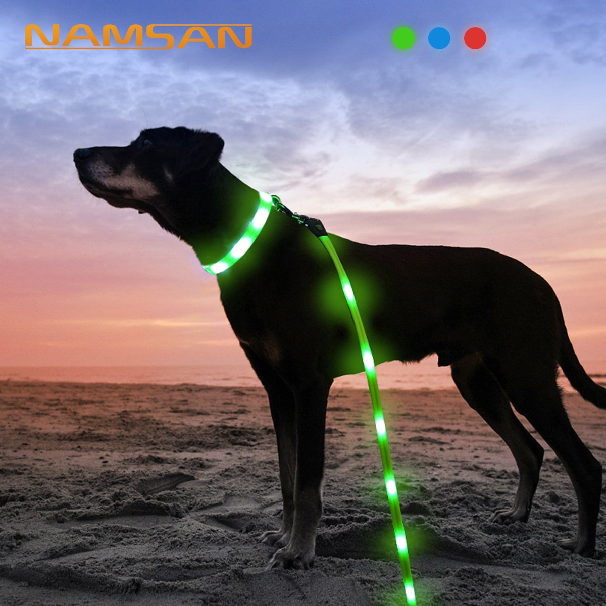 USB Rechargeable LED Dog Leash Glowing in The Dark Dog Lights for