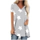 thumbnail image 1 of Camiseta Impresa con Cuello en V de Manga de Raglan de la Parte Trasera Larga Delantera Corta de las Mujeres de Navidad, Vacaciones Informales, 1 of 5