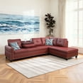thumbnail image 3 of MAYEERTY 97.5" L-Shaped Sectional Sofa, Faux Leather 2-Piece Modular Couch Sofa Set without Ottoman, Red (Right), 3 of 10