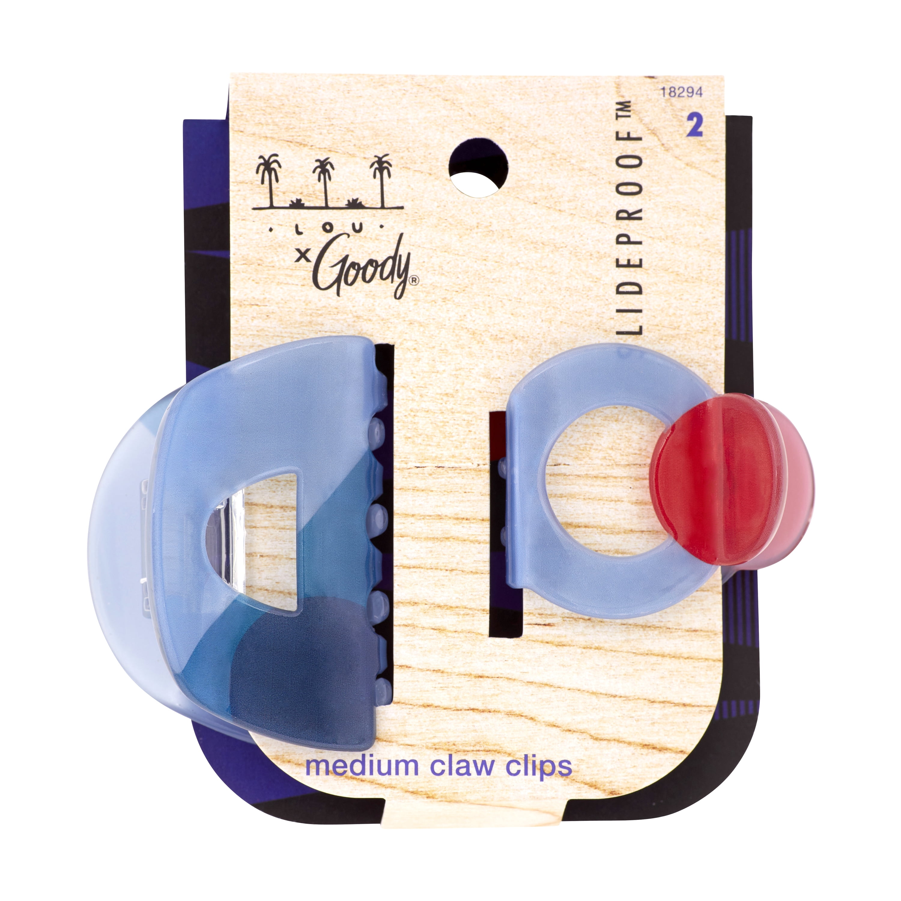 Goody Tru X Hola Lou Collab Medium Slideproof™ Claw Clip Blue, 2 CT