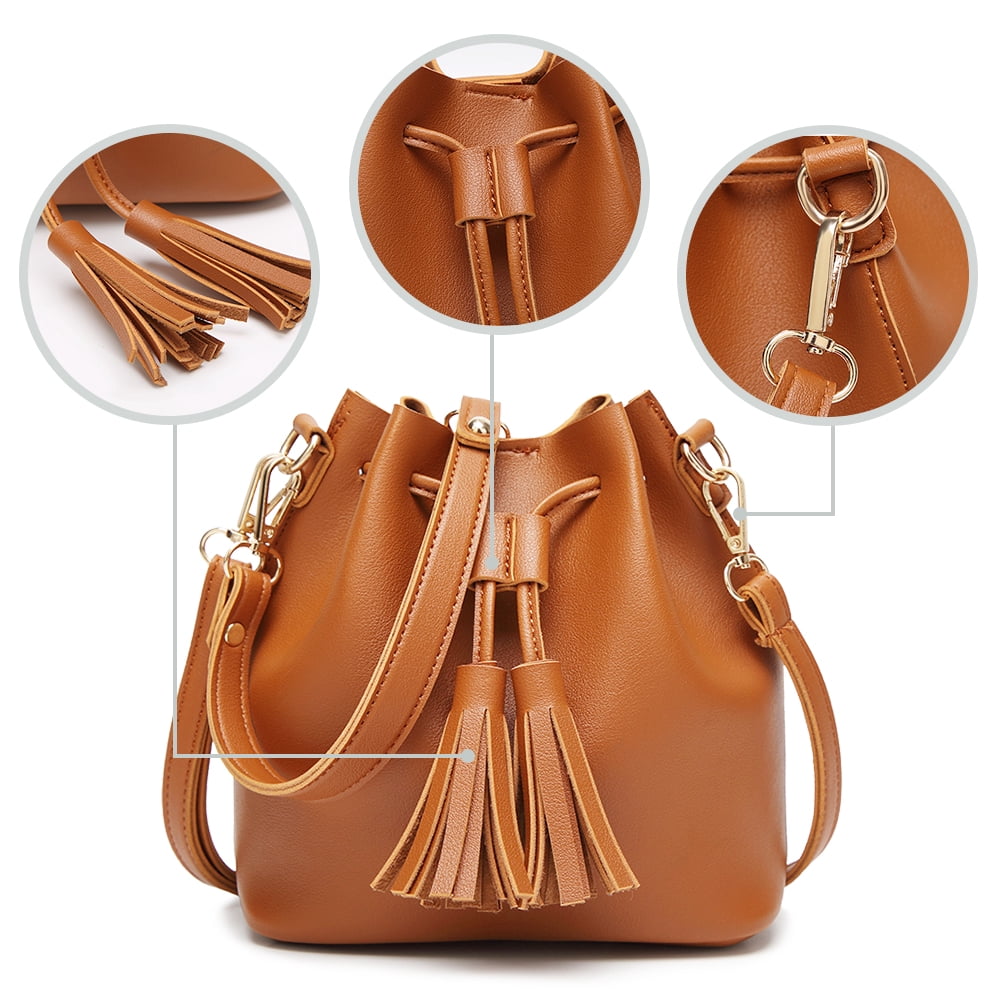 Women's Handbags Shoulder Bags Leather Drawstring Long Strap Shoulder Purses Bags (Green)