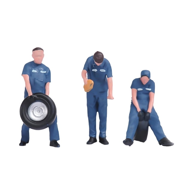 Conjunto de 3 figuritas en miniatura a escala 1:64 que representan a mecánicos de automóviles. Artículos de colección, figuritas en miniatura