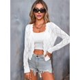 thumbnail image 6 of Women'S Long Sleeve V-Neck Knitted Cardigan Jacket Buttonless Knitted Shawl Sweater White L, 6 of 8