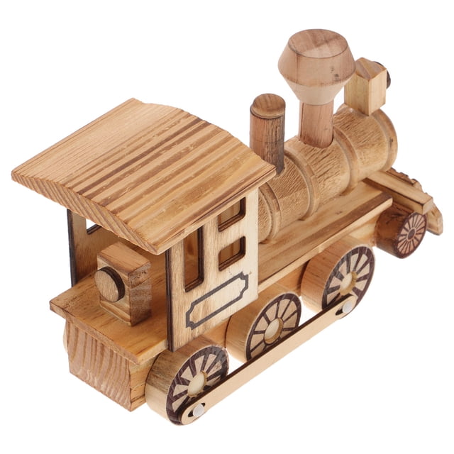 Minkissy Wood Locomotive Model Vintage Style Home Decor Rustic Material 1Pack