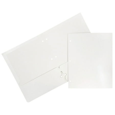 JAM Paper Glossy Two Pocket 3 Hole Punched Presentation Folder, White, 6/pack