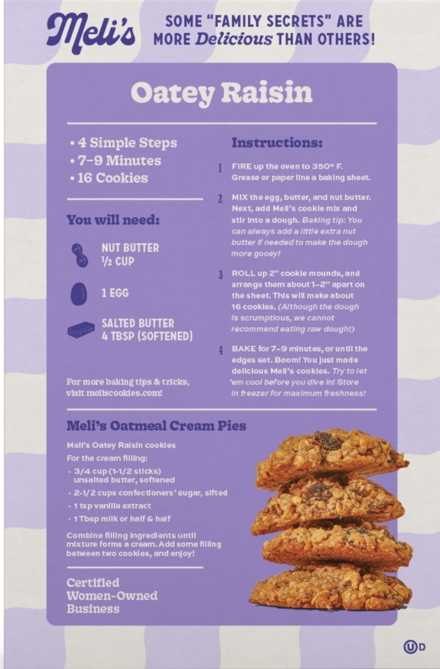 Meli's Monster Cookies - Oatey Raisin Mini Cookies - Case Of 6-4.5 oz, Baked