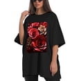 thumbnail image 4 of Plus Size Shirt for Women Black Tops for Women Short Sleeves Shirt for Women Valentine's Day (47) T Shirt Crewneck Shirt for Women 5XL, 4 of 5