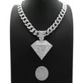 thumbnail image 3 of iJewelry2 Diamond Shape Shiny Crystals Encrusted Pendant Silver-tone Cuban Linked Chain Necklace 18'', 3 of 3