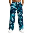 thumbnail image 2 of Dwelliawo Men's Camo Sweatpants Baggy Relaxed Fit Straight Leg Drawstring Running Fashion Sweatpants Workout Pant with Pockets Sky Blue 3XL, 2 of 8