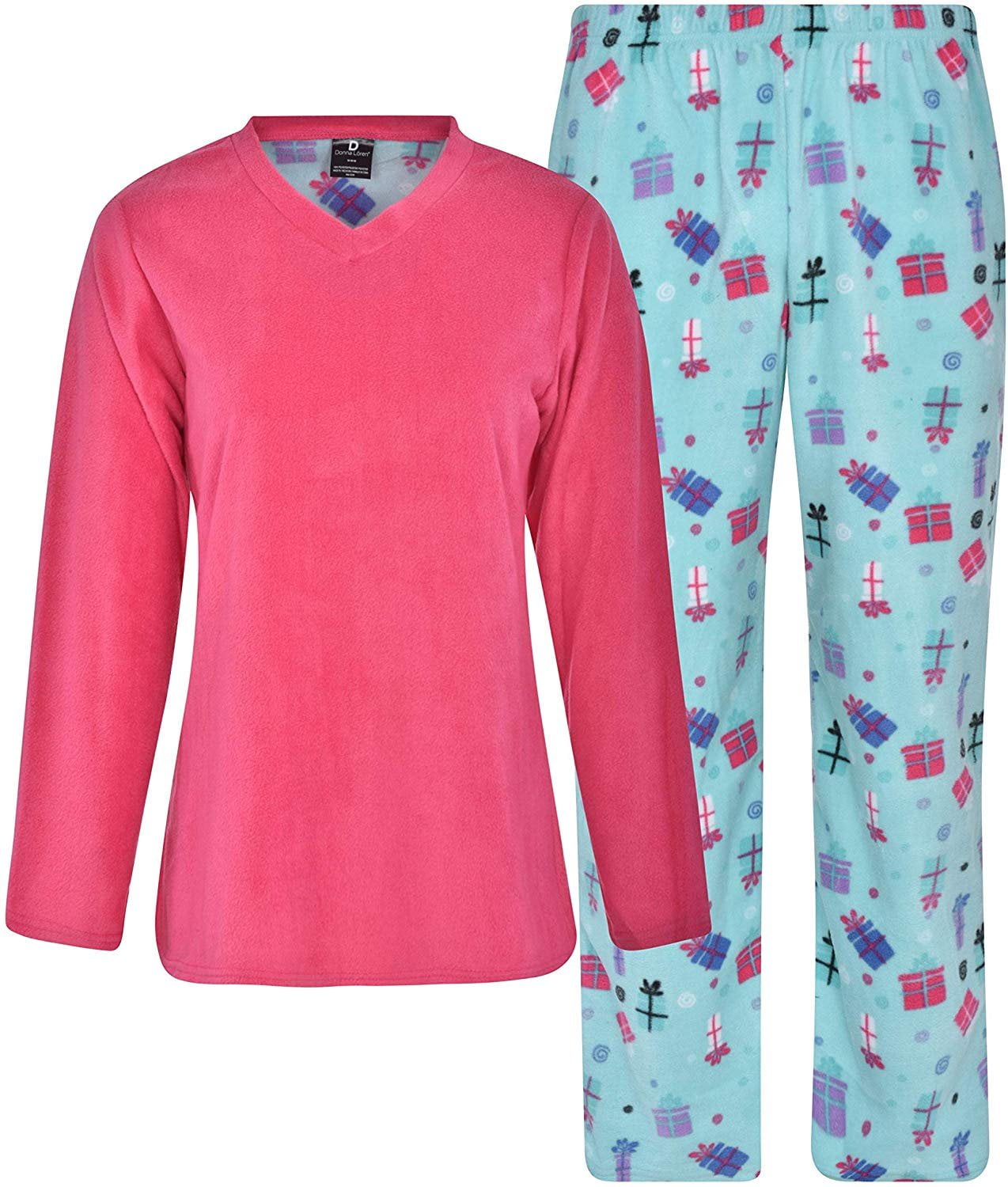 Donna L'oren Women's Fleece Pajamas Set Giftable Coral or Micro Fleece ...