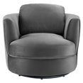 thumbnail image 5 of Modway Pirouette Performance Velvet Swivel Armchair in Gray, 5 of 8