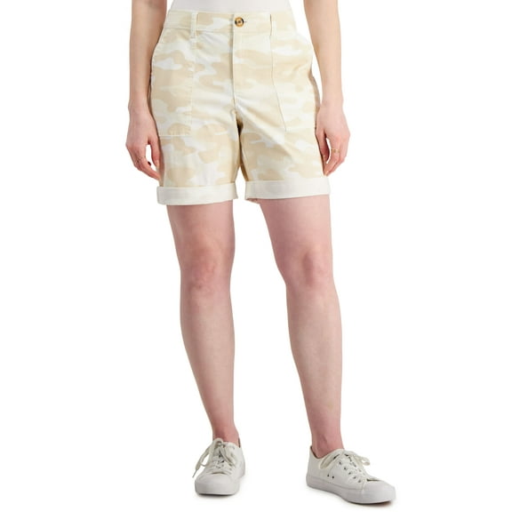 Style & Co Petite Camo Print Cuffed Bermuda Shorts Camo Layer 12P