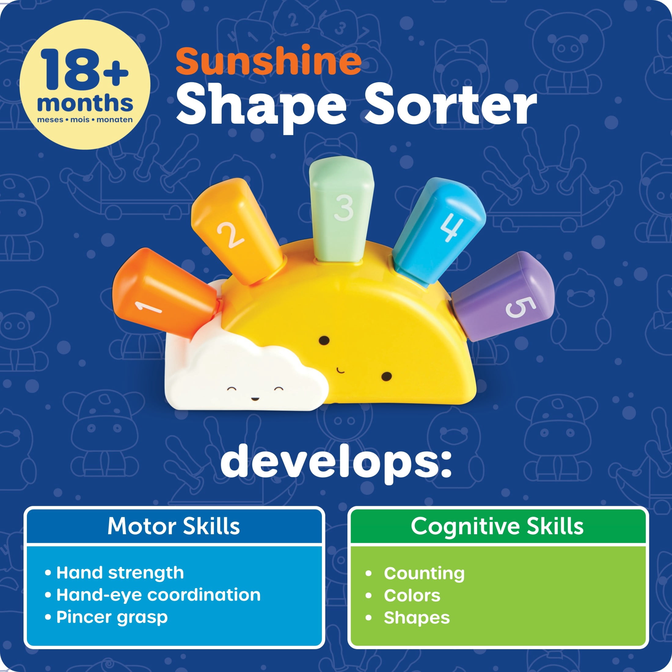 Learning Resources Sunshine Shape Sorter, Fine Motor Skills, Ages 18+ Months