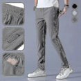 thumbnail image 4 of Pantalones de seda de hielo para hombre, sueltos, rectos, informales, de verano, finos, de secado rápido, elásticos, deportivos, gris claro, 4XL, 80-90 kg, 4 of 5