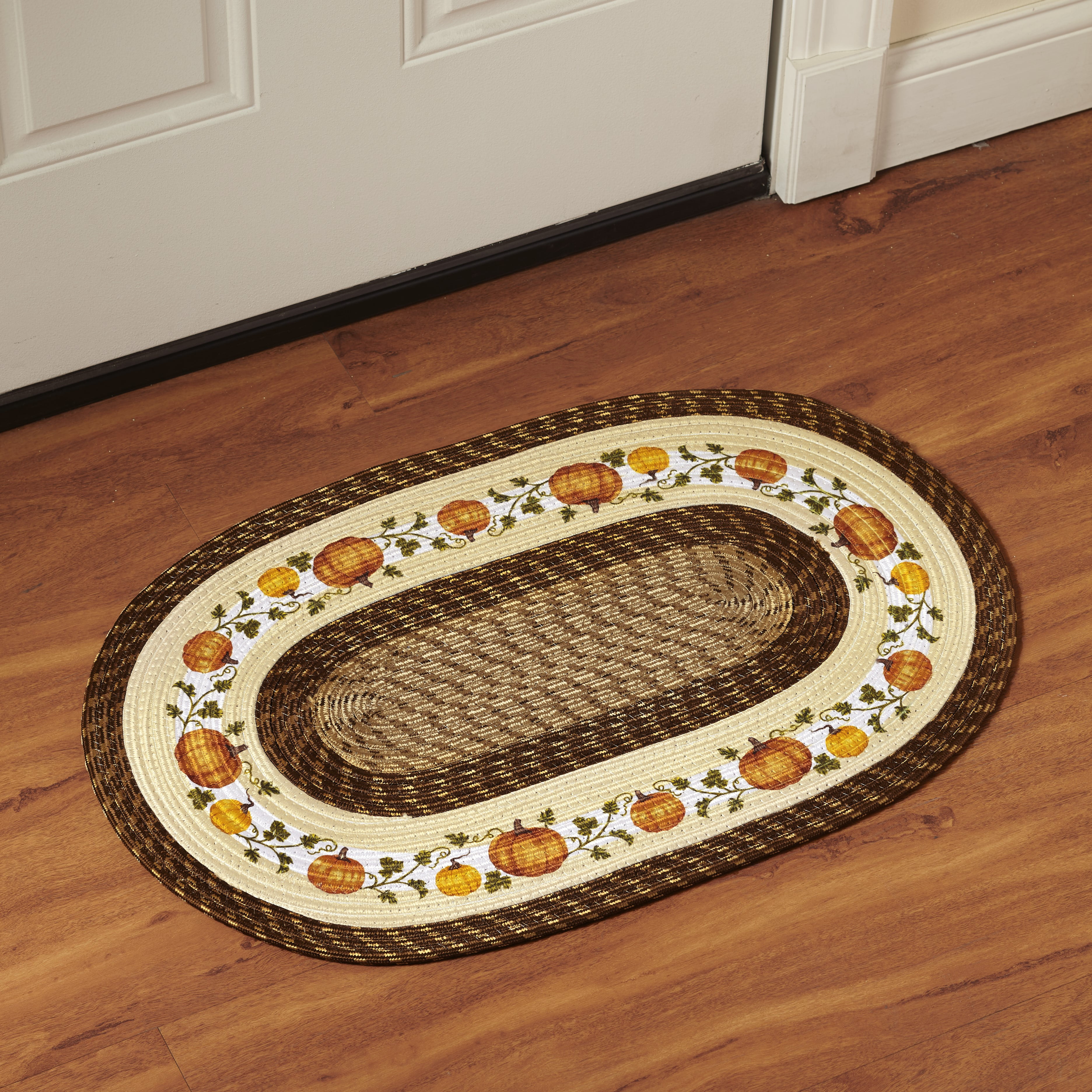 FALL nonskid back HARVEST by EE KITCHEN ACCENT RUG 3 PUMPKINS 17" x 28" 