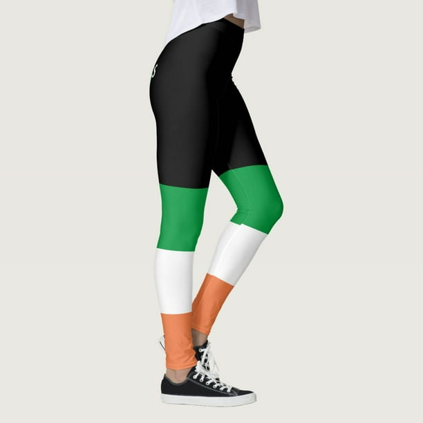 MKLEKYY Leggings deportivos para mujer, pantalones verdes con estampado de buena suerte de Paddystripes para yoga, correr y gimnasio