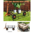 thumbnail image 5 of 1200 Lbs Steel Garden Cart, Heavy Duty Garden Wagon Cart Pullable on Wheels, Metal Yard Utility Wagon Carts with 10" All Terrain Tires, Mesh Removable Sides and 180°Rotating Handle, 5 of 5