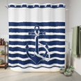thumbnail image 6 of No Hook Shower Curtain, Navy Blue Anchor Nautical Shower Curtains for Bathroom with See Through Top Window, Navy Blue Striped Farmhouse Waterproof & Washable Bath Curtain Standard 72"x72", 6 of 9