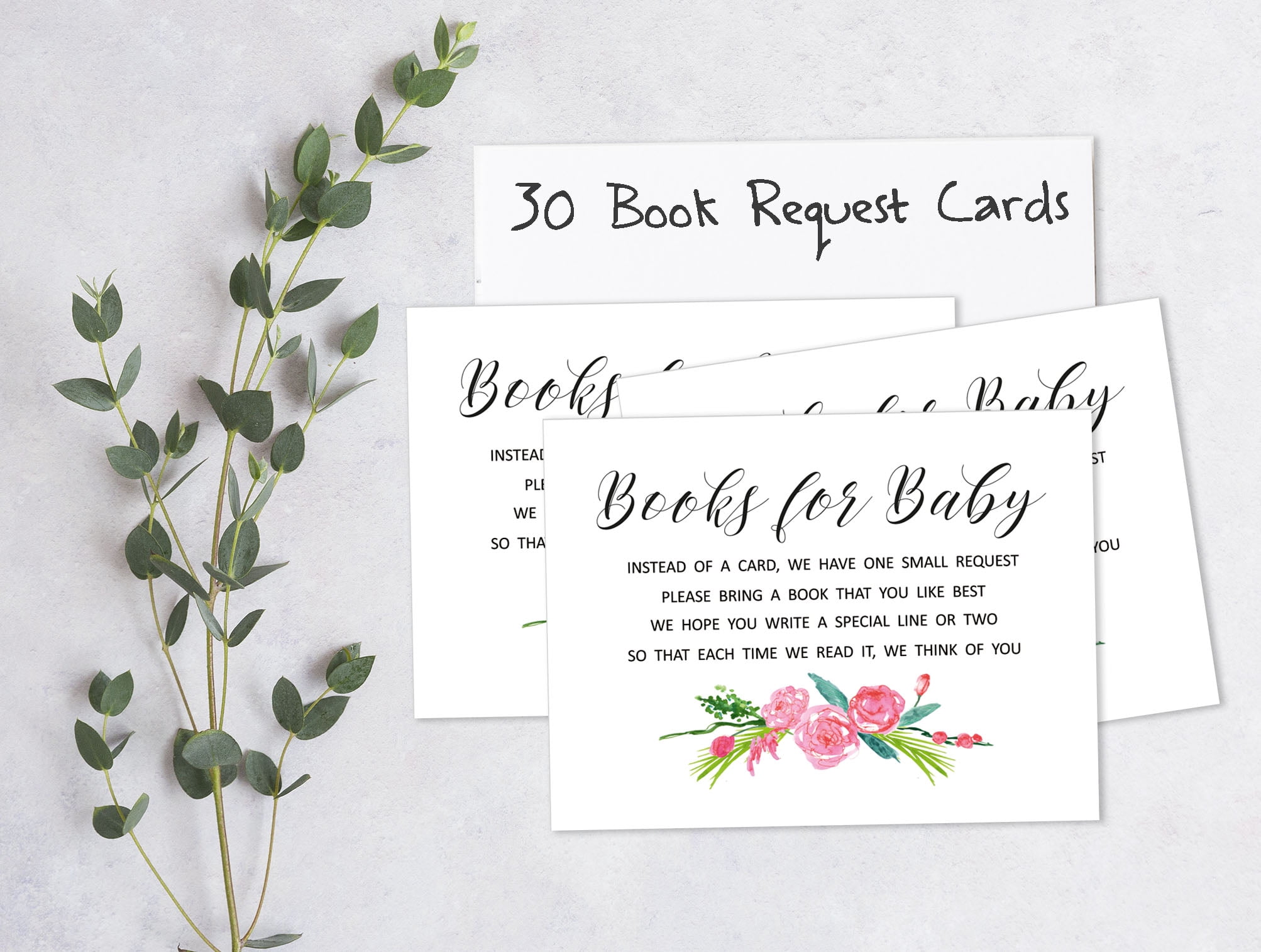 Inkdotpot Set of 30 Floral Baby Elephant Baby Shower Invitations-Diaper Raffle Tickets and Baby Shower Book Request Cards Gender Neutral Invites
