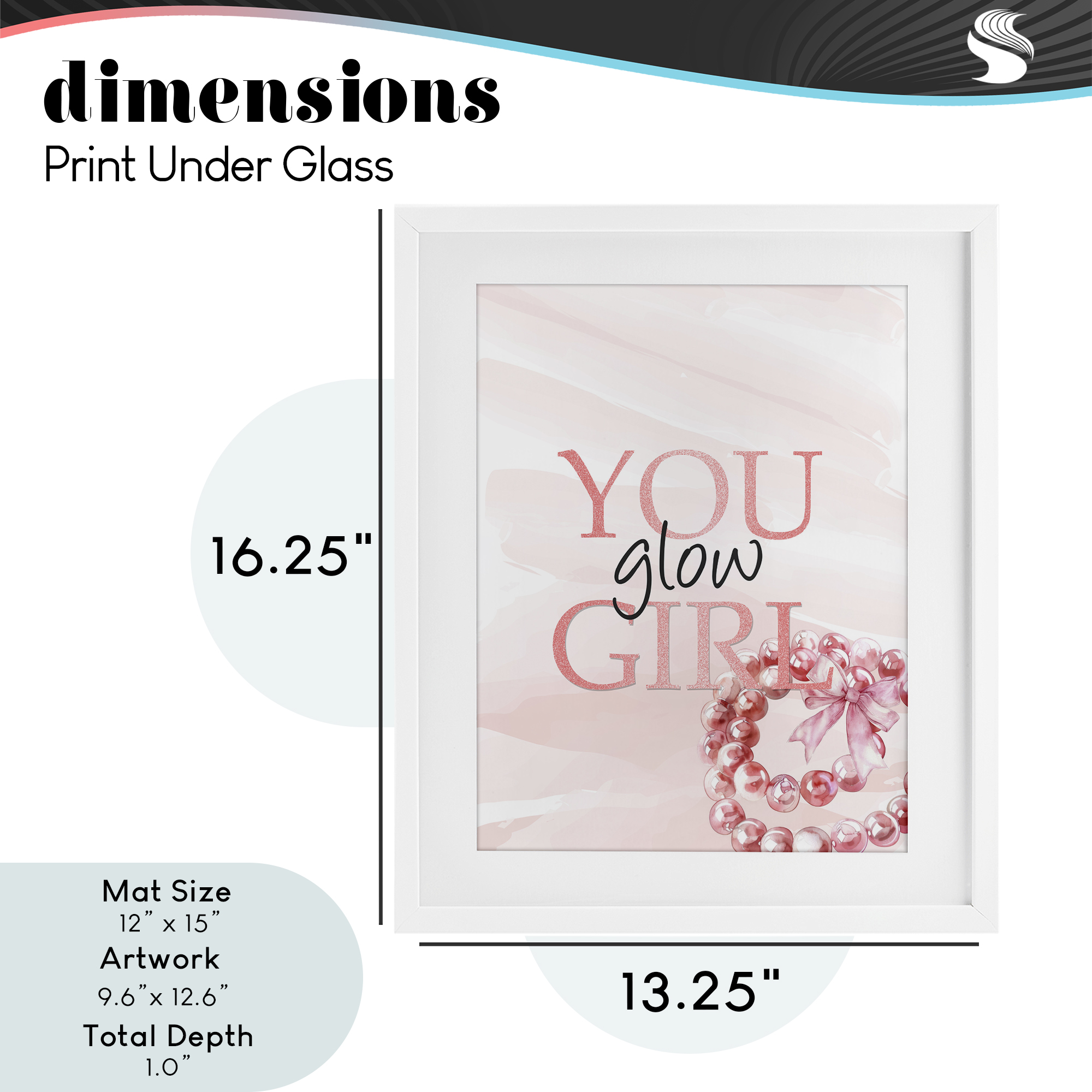 You Glow Girl Feminine White Framed Print Under Glass, design by Kim Allen
