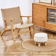 thumbnail image 6 of Storage Ottoman, Modern Round Footrest with Soft Padded Seat, Teddy Velvet Footstool with Wood Legs, Accent Small Table or Plant Stand for Hallway, Living Room (Cream), 6 of 6