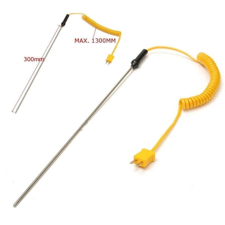 K-Type Thermocouple Probe Digital Thermometer Steel Sensor Spiral Cable