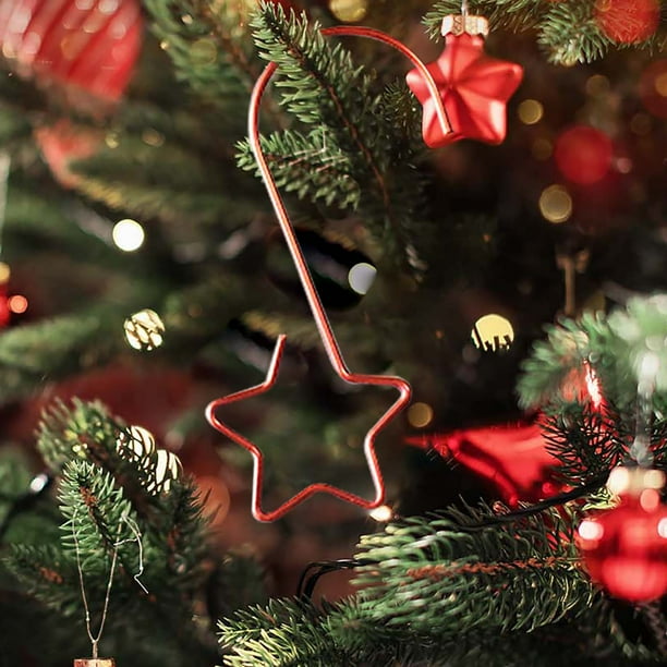 Colgador de metal para adornos | Gancho para decoración de árbol de Navidad | Clip para colgar adornos navideños | Gancho de alambre resistente para adornos