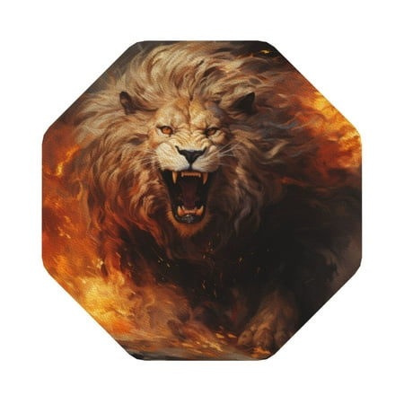 

Matuu Cool Fire Lion for Cup Coasters Set of 6 Leather Coasters Desk Coasters for Office Measures 4” x 4” Octagon
