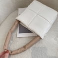 thumbnail image 2 of Bolso de mano de piel sintética para mujer, con diseño de rombos, con una sola correa, para exteriores, para caminar y hacer compras, color blanco, 2 of 5