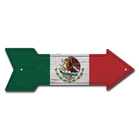 SignMission P-ARROW-999746 6 x 18 in. Wide Mexico Flag Arrow Sign