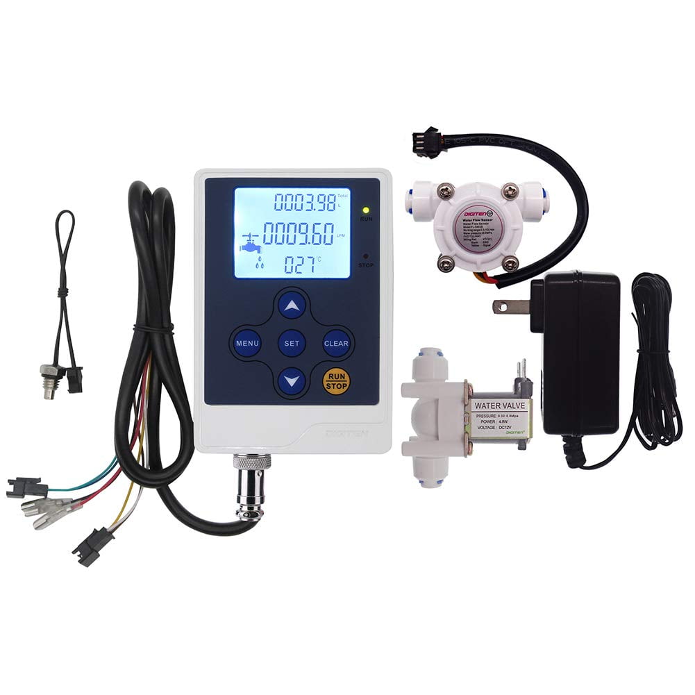 1/2 Water Flow Control LCD Meter With Flow Sensor and Solenoid val" 