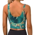 thumbnail image 3 of Haiem Around The Planet Pattern Womens Sports Bra - U Neck Padded Low Impact Yoga Bra Workout Crop Top Gym Moisture-Wicking Workout Vest -, 3 of 9
