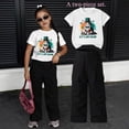 thumbnail image 2 of MEZZALL Girls Outfit Sets Short Sleeve Tops And Cargo Shorts Two Piece Playwear With Cute Cartoon Print Breathable Casual Birthday Party Clothing Sets Kids Celebration, 2 of 3